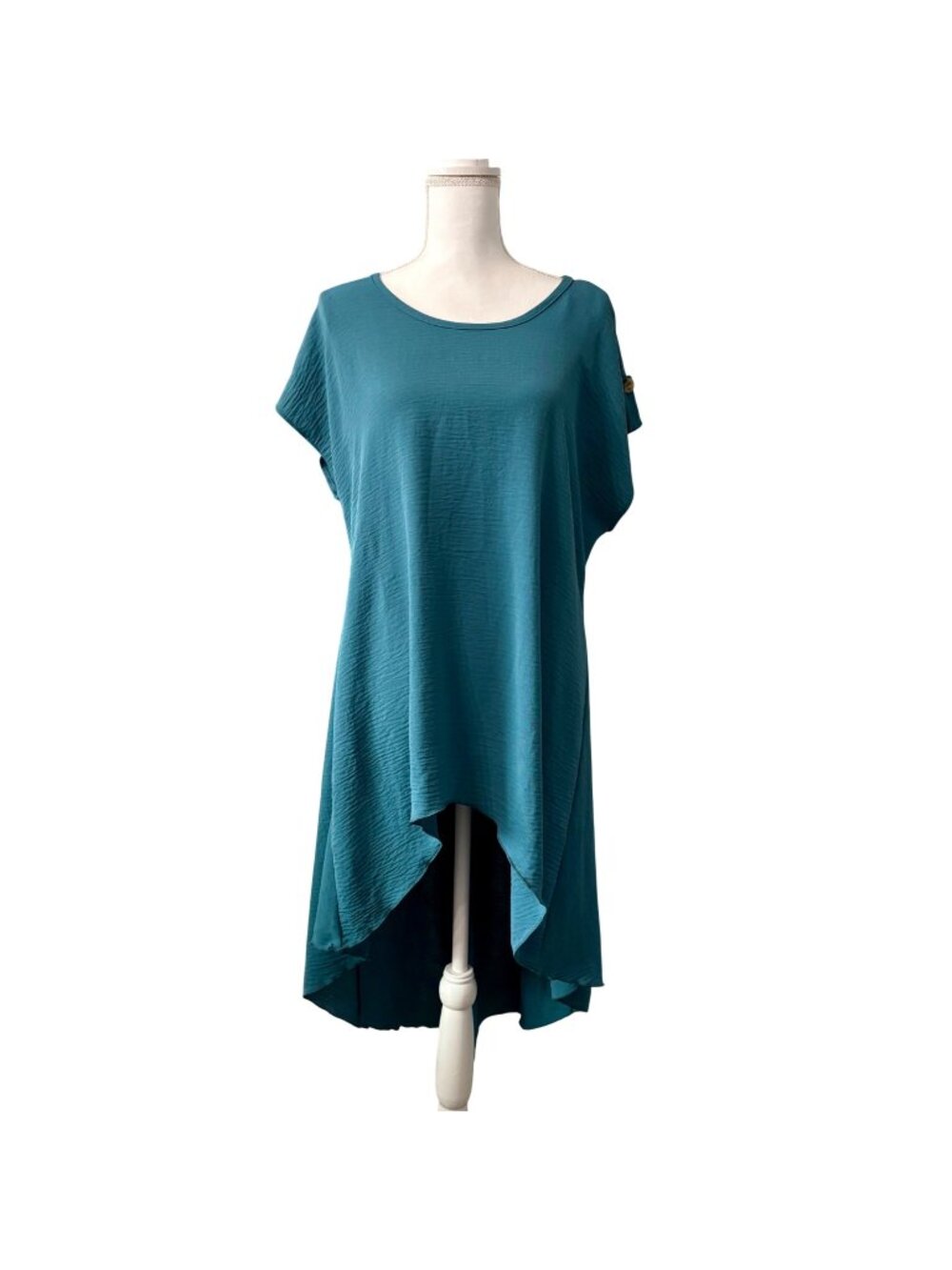 Cha Cha Vente Flowy HighLow Teal Fairycore Midi Dress Elegant Asymmetrical Hem M